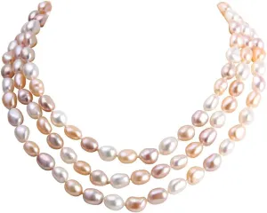 Multicolor Pearl Necklace for Women, Freshwater Cultured Baroque Pearls Strand Necklace for Pearl Jewelry