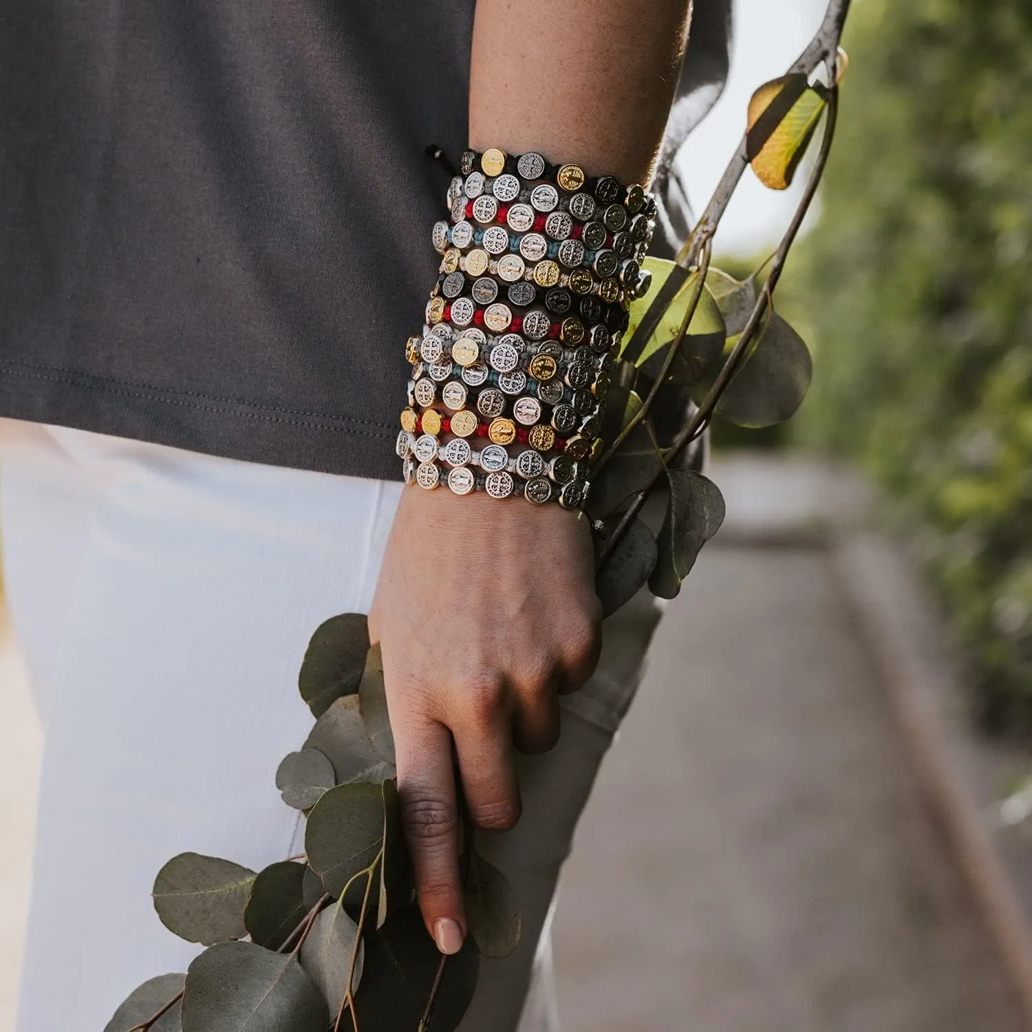 My Saint My Hero Benedictine Blessing Bracelets  Handwoven Spiritual Protection with Medals Hand-Cast In Italy at Sacred Site