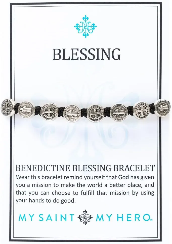 My Saint My Hero Benedictine Blessing Bracelets  Handwoven Spiritual Protection with Medals Hand-Cast In Italy at Sacred Site