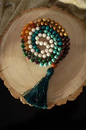 Natural 7 Chakras 8mm 108 Mala Beads, Spiritual, Meditation Beads, Reiki, Japa Mala, Buddhist Prayer Beads, Yoga Bracelet, healing beads LKMALA-RRGU-93