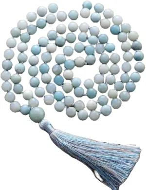 Natural Amazonite 8mm 108 Mala Beads, Spiritual, Meditation Beads, Reiki, Japa Mala, Buddhist Prayer Beads, Yoga Bracelet, healing beads LKMALA-RRGU-3189