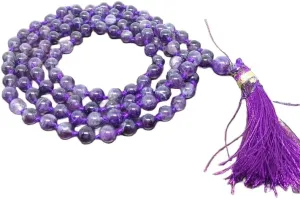 Natural Amethyst 6mm 108 Mala Beads, Spiritual, Meditation Beads, Reiki, Japa Mala, Buddhist Prayer Beads, Yoga Bracelet, healing beads LKMALA-RRGU-301