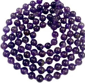 Natural Amethyst 8mm 108 Mala Beads, Spiritual, Meditation Beads, Reiki, Japa Mala, Buddhist Prayer Beads, Yoga Bracelet, healing beads LKMALA-RRGU-254
