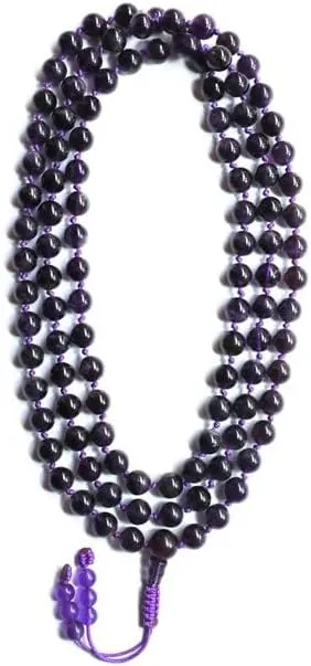 Natural Amethyst 8mm 108 Mala Beads, Spiritual, Meditation Beads, Reiki, Japa Mala, Buddhist Prayer Beads, Yoga Bracelet, healing beads LKMALA-RRGU-688