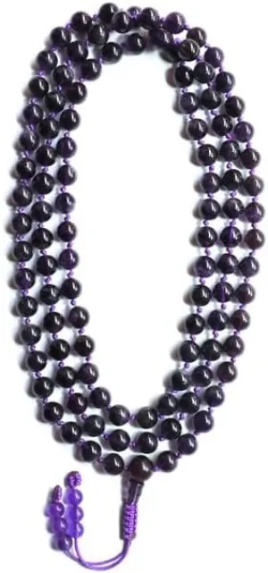 Natural Amethyst 8mm 108 Mala Beads, Spiritual, Meditation Beads, Reiki, Japa Mala, Buddhist Prayer Beads, Yoga Bracelet, healing beads LKMALA-RRGU-688