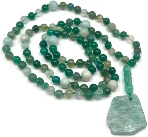 Natural AVENTURINE, Green Agate, AMAZONITE 6,8mm 108 Mala Beads, Spiritual, Meditation Beads, Reiki, Japa Mala, Buddhist Prayer Beads, Yoga Bracelet, healing beads LKMALA-RRGU-2354
