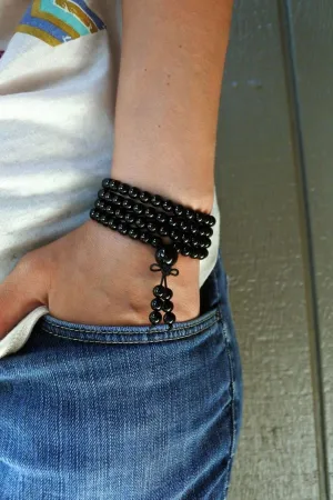 Natural Black Onyx 6mm 108 Mala Beads, Spiritual, Meditation Beads, Reiki, Japa Mala, Buddhist Prayer Beads, Yoga Bracelet, healing beads LKMALA-RRGU-2474
