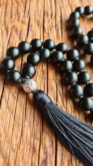 Natural Black Onyx 8mm 108 Mala Beads, Spiritual, Meditation Beads, Reiki, Japa Mala, Buddhist Prayer Beads, Yoga Bracelet, healing beads LKMALA-RRGU-2678