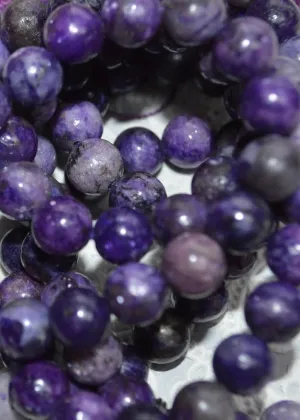 Natural Charoite 8mm 108 Mala Beads, Spiritual, Meditation Beads, Reiki, Japa Mala, Buddhist Prayer Beads, Yoga Bracelet, healing beads LKMALA-RRGU-1773