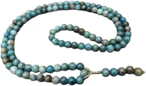 Natural Chrysocolla 8mm 108 Mala Beads, Spiritual, Meditation Beads, Reiki, Japa Mala, Buddhist Prayer Beads, Yoga Bracelet, healing beads LKMALA-RRGU-218