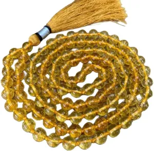 Natural Citrine 8mm 108 Mala Beads, Spiritual, Meditation Beads, Reiki, Japa Mala, Buddhist Prayer Beads, Yoga Bracelet, healing beads LKMALA-RRGU-587
