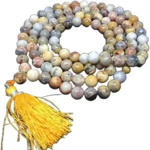Natural Crazy Lace Agate 8mm 108 Mala Beads, Spiritual, Meditation Beads, Reiki, Japa Mala, Buddhist Prayer Beads, Yoga Bracelet, healing beads LKMALA-RRGU-298, 34 inch