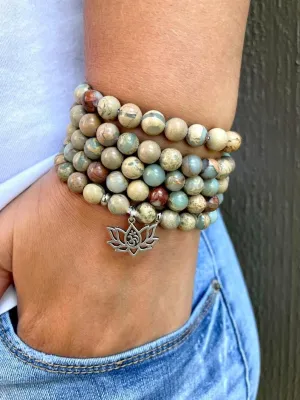 Natural Emperor Jasper 8mm 108 Mala Beads, Spiritual, Meditation Beads, Reiki, Japa Mala, Buddhist Prayer Beads, Yoga Bracelet, healing beads LKMALA-RRGU-1234