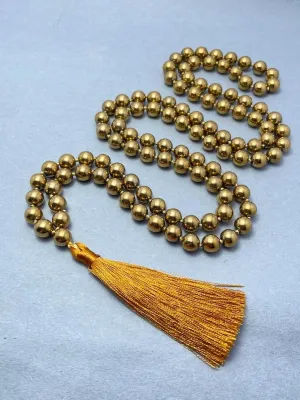 Natural Gold Hematite 8mm 108 Mala Beads, Spiritual, Meditation Beads, Reiki, Japa Mala, Buddhist Prayer Beads, Yoga Bracelet, healing beads LKMALA-RRGU-3621