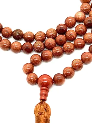 Natural Goldstone 8mm 108 Mala Beads, Spiritual, Meditation Beads, Reiki, Japa Mala, Buddhist Prayer Beads, Yoga Bracelet, healing beads LKMALA-RRGU-1619