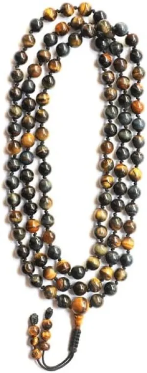 Natural Hawk's 8mm 108 Mala Beads, Spiritual, Meditation Beads, Reiki, Japa Mala, Buddhist Prayer Beads, Yoga Bracelet, healing beads LKMALA-RRGU-832