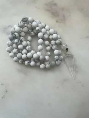 Natural Howlite 8mm 108 Mala Beads, Spiritual, Meditation Beads, Reiki, Japa Mala, Buddhist Prayer Beads, Yoga Bracelet, healing beads LKMALA-RRGU-3774