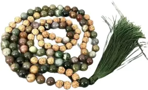 Natural Jasper & rudraksha 8mm 108 Mala Beads, Spiritual, Meditation Beads, Reiki, Japa Mala, Buddhist Prayer Beads, Yoga Bracelet, healing beads LKMALA-RRGU-1056