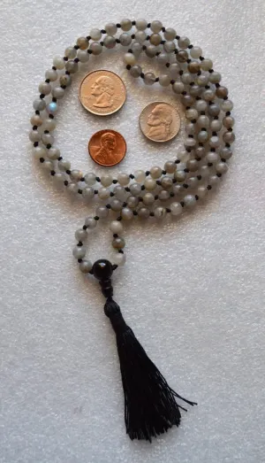 Natural Labradorite onyx 8mm 108 Mala Beads, Spiritual, Meditation Beads, Reiki, Japa Mala, Buddhist Prayer Beads, Yoga Bracelet, healing beads LKMALA-RRGU-1720