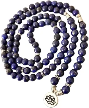 Natural Lapis Lazuli 8mm 108 Mala Beads, Spiritual, Meditation Beads, Reiki, Japa Mala, Buddhist Prayer Beads, Yoga Bracelet, healing beads LKMALA-RRGU-1082