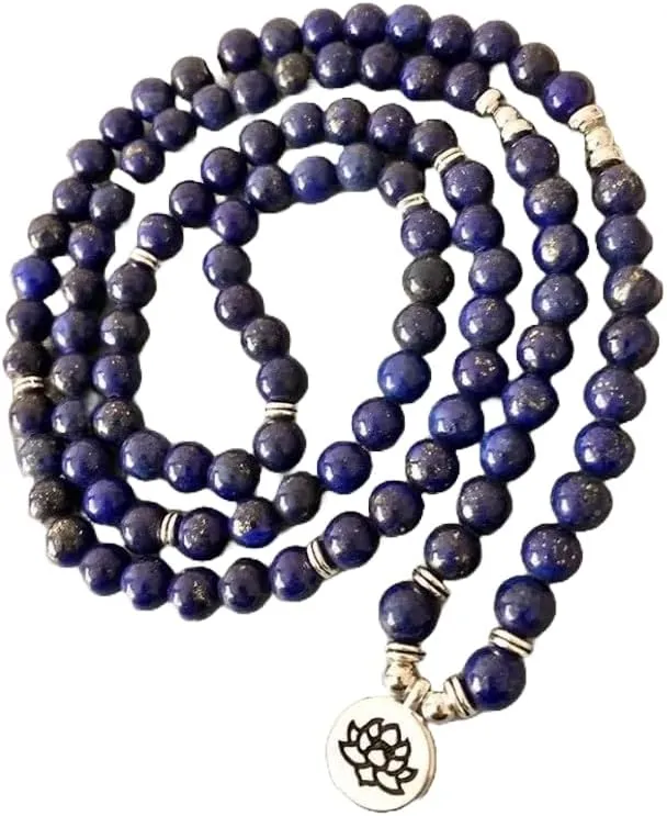 Natural Lapis Lazuli 8mm 108 Mala Beads, Spiritual, Meditation Beads, Reiki, Japa Mala, Buddhist Prayer Beads, Yoga Bracelet, healing beads LKMALA-RRGU-1082