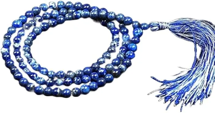 Natural Lapis Lazuli 8mm 108 Mala Beads, Spiritual, Meditation Beads, Reiki, Japa Mala, Buddhist Prayer Beads, Yoga Bracelet, healing beads LKMALA-RRGU-1530