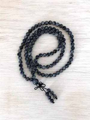 Natural Larvikite 6mm 108 Mala Beads, Spiritual, Meditation Beads, Reiki, Japa Mala, Buddhist Prayer Beads, Yoga Bracelet, healing beads LKMALA-RRGU-2379