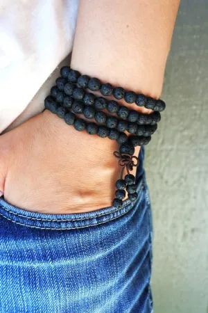 Natural Lava 6mm 108 Mala Beads, Spiritual, Meditation Beads, Reiki, Japa Mala, Buddhist Prayer Beads, Yoga Bracelet, healing beads LKMALA-RRGU-1274