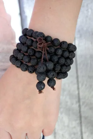 Natural Lava 8mm 108 Mala Beads, Spiritual, Meditation Beads, Reiki, Japa Mala, Buddhist Prayer Beads, Yoga Bracelet, healing beads LKMALA-RRGU-2534