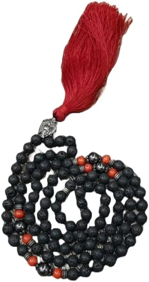 Natural Lava 8mm 108 Mala Beads, Spiritual, Meditation Beads, Reiki, Japa Mala, Buddhist Prayer Beads, Yoga Bracelet, healing beads LKMALA-RRGU-3400