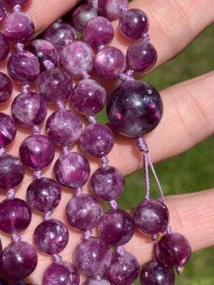 Natural Lepidolite 8mm 108 Mala Beads, Spiritual, Meditation Beads, Reiki, Japa Mala, Buddhist Prayer Beads, Yoga Bracelet, healing beads LKMALA-RRGU-3008