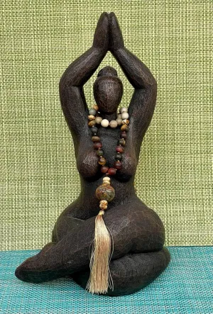Natural Matte Picture Jasper and Tiger's Eye 8mm 108 Mala Beads, Spiritual, Meditation Beads, Reiki, Japa Mala, Buddhist Prayer Beads, Yoga Bracelet, healing beads LKMALA-RRGU-2913