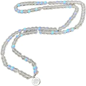Natural Moonstone 8mm 108 Mala Beads, Spiritual, Meditation Beads, Reiki, Japa Mala, Buddhist Prayer Beads, Yoga Bracelet, healing beads LKMALA-RRGU-17