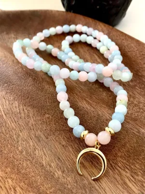 Natural Morganite 6mm 108 Mala Beads, Spiritual, Meditation Beads, Reiki, Japa Mala, Buddhist Prayer Beads, Yoga Bracelet, healing beads LKMALA-RRGU-3390
