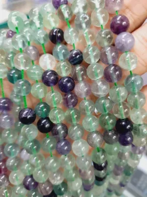 Natural Multi Fluorite 8mm 108 Mala Beads, Spiritual, Meditation Beads, Reiki, Japa Mala, Buddhist Prayer Beads, Yoga Bracelet, healing beads LKMALA-RRGU-1439