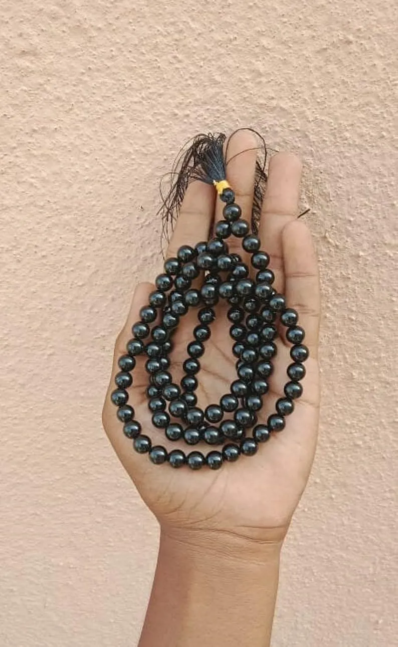 Natural Obsidian 6mm 108 Mala Beads, Spiritual, Meditation Beads, Reiki, Japa Mala, Buddhist Prayer Beads, Yoga Bracelet, healing beads LKMALA-RRGU-235