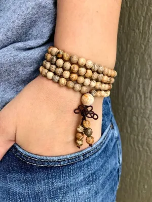 Natural Picture JASPER 6mm 108 Mala Beads, Spiritual, Meditation Beads, Reiki, Japa Mala, Buddhist Prayer Beads, Yoga Bracelet, healing beads LKMALA-RRGU-2521