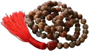 Natural Picture Jasper 8mm 108 Mala Beads, Spiritual, Meditation Beads, Reiki, Japa Mala, Buddhist Prayer Beads, Yoga Bracelet, healing beads LKMALA-RRGU-1813