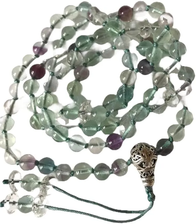 Natural Rainbow Fluorite 6mm 108 Mala Beads, Spiritual, Meditation Beads, Reiki, Japa Mala, Buddhist Prayer Beads, Yoga Bracelet, healing beads LKMALA-RRGU-993