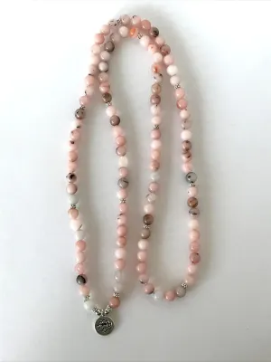 Natural rhodonite 6mm 108 Mala Beads, Spiritual, Meditation Beads, Reiki, Japa Mala, Buddhist Prayer Beads, Yoga Bracelet, healing beads LKMALA-RRGU-3277, 34 inch