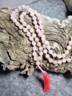 Natural Rose Quartz 6mm 108 Mala Beads, Spiritual, Meditation Beads, Reiki, Japa Mala, Buddhist Prayer Beads, Yoga Bracelet, healing beads LKMALA-RRGU-404