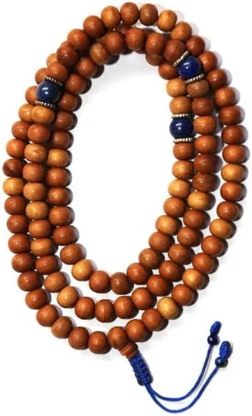 Natural Sandalwood ,lapis lazuli 8mm 108 Mala Beads, Spiritual, Meditation Beads, Reiki, Japa Mala, Buddhist Prayer Beads, Yoga Bracelet, healing beads LKMALA-RRGU-720
