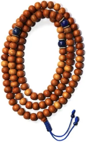 Natural Sandalwood ,lapis lazuli 8mm 108 Mala Beads, Spiritual, Meditation Beads, Reiki, Japa Mala, Buddhist Prayer Beads, Yoga Bracelet, healing beads LKMALA-RRGU-720
