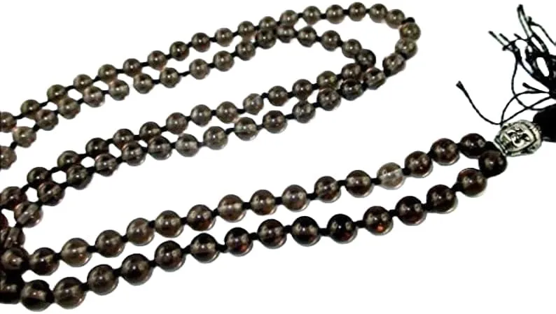 Natural Smokey Quartz 6mm 108 Mala Beads, Spiritual, Meditation Beads, Reiki, Japa Mala, Buddhist Prayer Beads, Yoga Bracelet, healing beads LKMALA-RRGU-3497