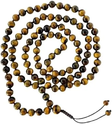 Natural tiger eye 6mm 108 Mala Beads, Spiritual, Meditation Beads, Reiki, Japa Mala, Buddhist Prayer Beads, Yoga Bracelet, healing beads LKMALA-RRGU-1343