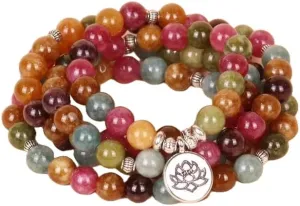 Natural Tourmaline 8mm 108 Mala Beads, Spiritual, Meditation Beads, Reiki, Japa Mala, Buddhist Prayer Beads, Yoga Bracelet, healing beads LKMALA-RRGU-2825