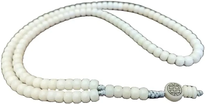 Natural White Bodhi root 8mm 108 Mala Beads, Spiritual, Meditation Beads, Reiki, Japa Mala, Buddhist Prayer Beads, Yoga Bracelet, healing beads LKMALA-RRGU-172