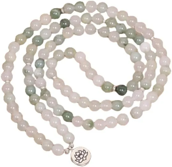 Natural White Jasper 8mm 108 Mala Beads, Spiritual, Meditation Beads, Reiki, Japa Mala, Buddhist Prayer Beads, Yoga Bracelet, healing beads LKMALA-RRGU-2826