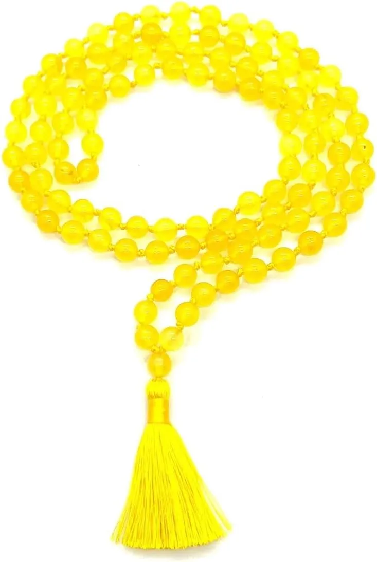 Natural Yellow Jade 6mm 108 Mala Beads, Spiritual, Meditation Beads, Reiki, Japa Mala, Buddhist Prayer Beads, Yoga Bracelet, healing beads LKMALA-RRGU-1746