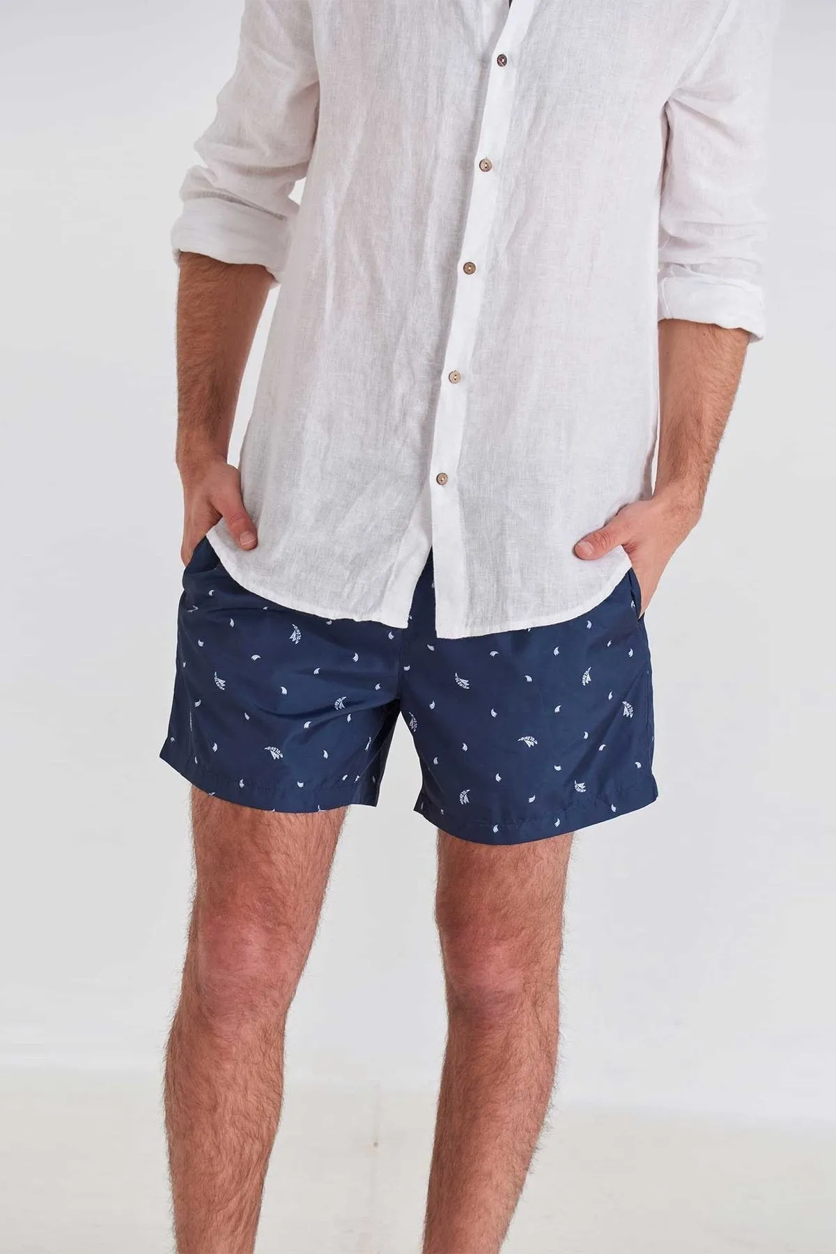 Navy Mini Platanos Runner Swim Trunks
